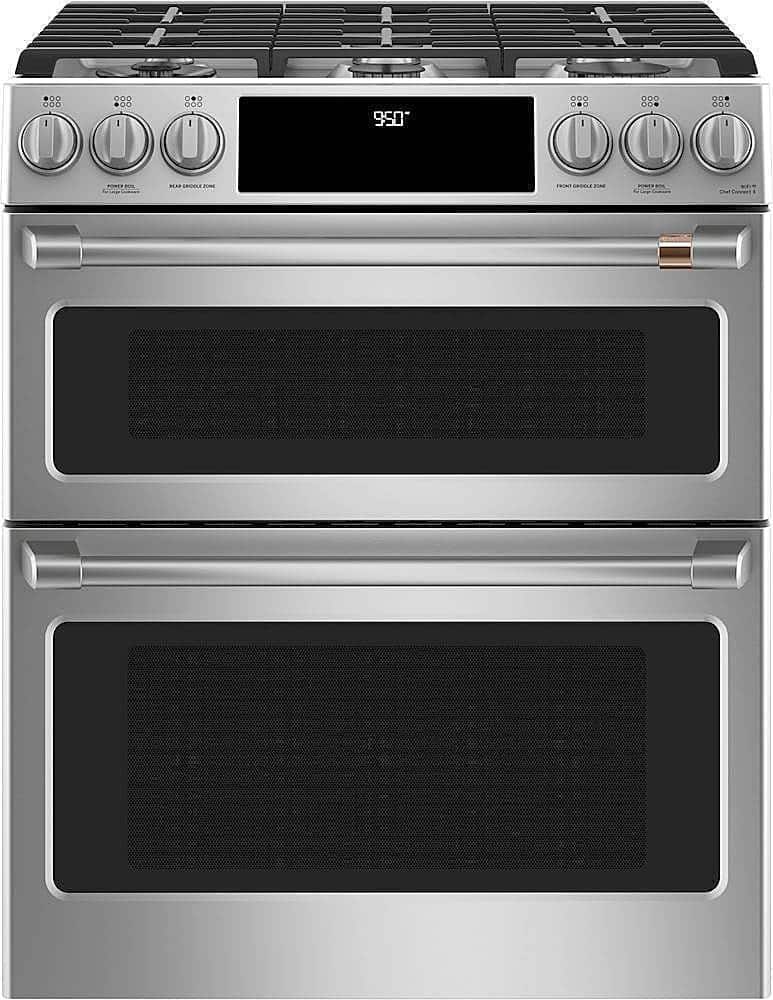 Café - 6.7 Cu. Ft. Self-Cleaning Slide-In Double Oven Dual Fuel Convection Range, Customizable - Stainless Steel - Front_Zoom