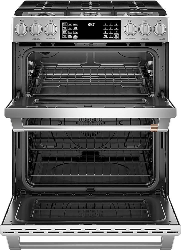 Alt View 11. Café - 6.7 Cu. Ft. Self-Cleaning Slide-In Double Oven Dual Fuel Convection Range, Customizable - Stainless steel.