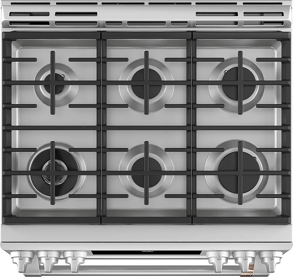 Alt View 13. Café - 6.7 Cu. Ft. Self-Cleaning Slide-In Double Oven Dual Fuel Convection Range, Customizable - Stainless steel.
