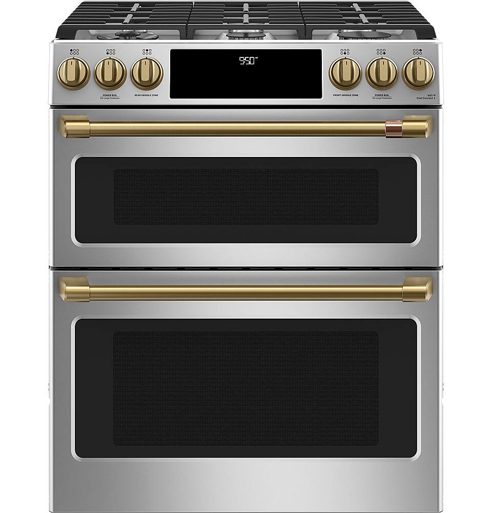 Alt View 24. Café - 6.7 Cu. Ft. Self-Cleaning Slide-In Double Oven Dual Fuel Convection Range, Customizable - Stainless steel.