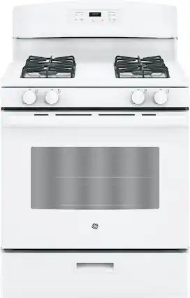Front. GE - 4.8 Cu. Ft. Freestanding Gas Range - White.