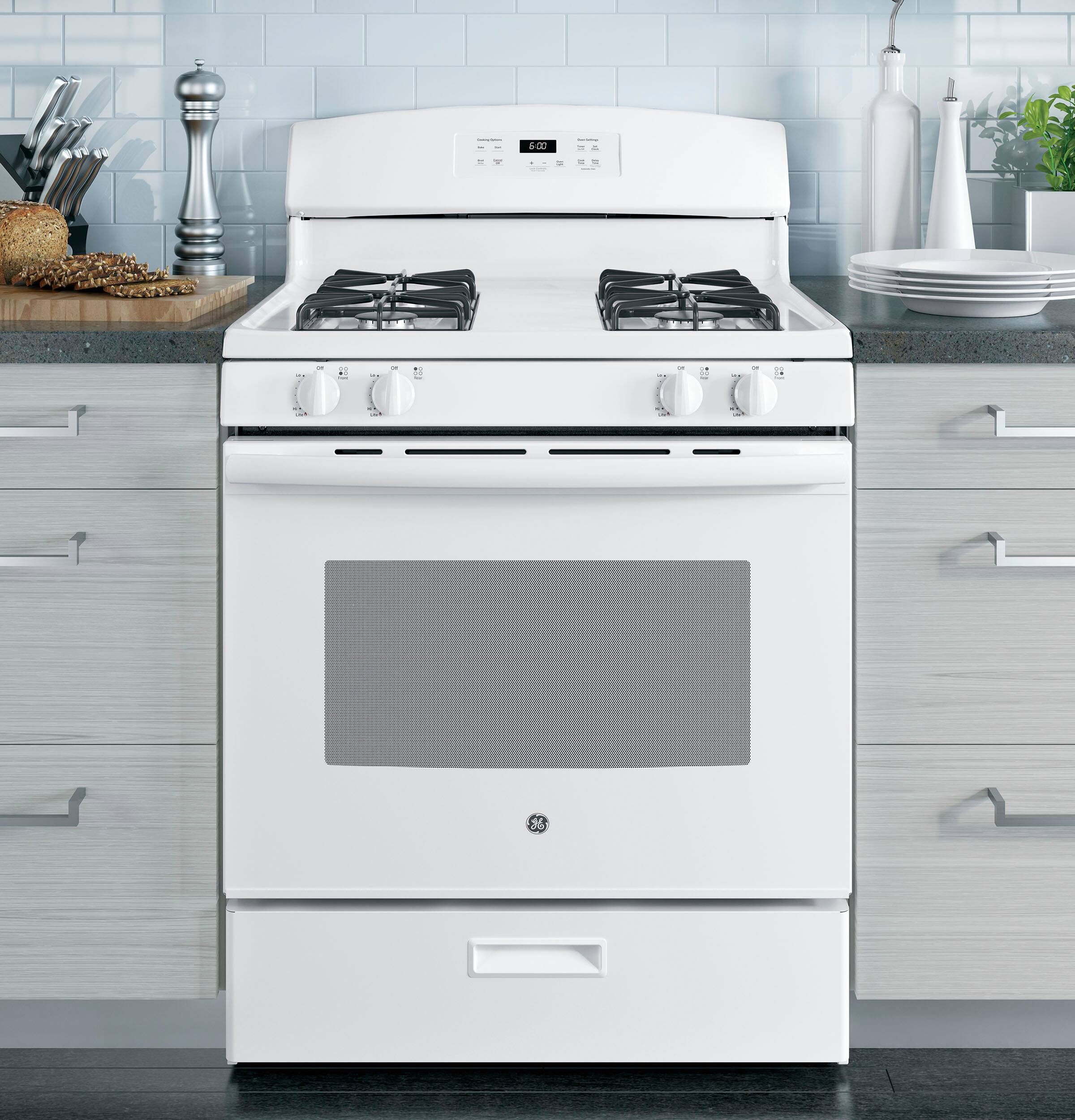 Alt View 19. GE - 4.8 Cu. Ft. Freestanding Gas Range - White.