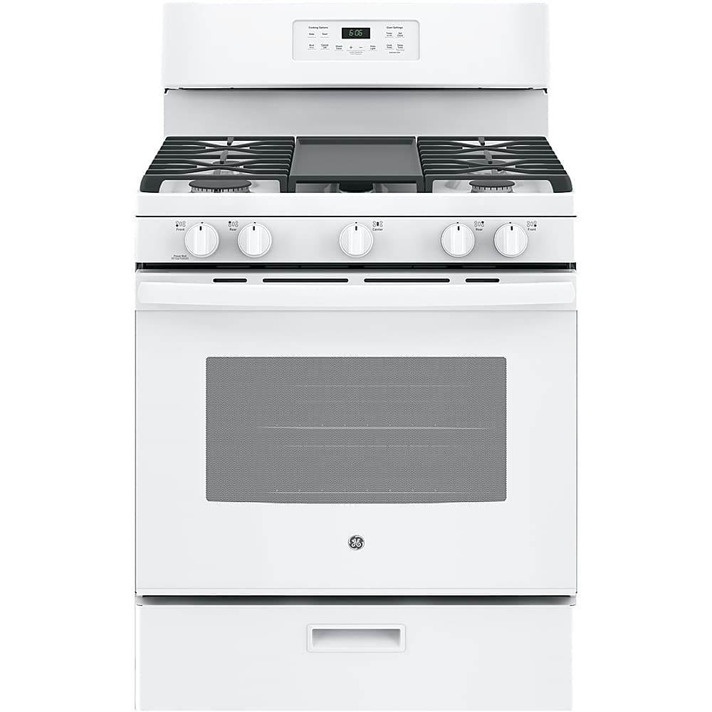Front. GE - 5.0 Cu. Ft. Freestanding Gas Range - White.