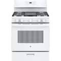 GE - 30 in. Wide 5 Burners 5.0 Cu. Ft. Freestanding Gas Range - White