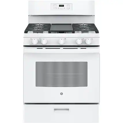 Front. GE - 5.0 Cu. Ft. Freestanding Gas Range - White.
