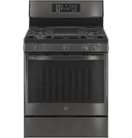 GE Profile - 5.3 Cu. Ft. Freestanding Smart Gas True Convection Range with Hot Air Fry - Black Stainless Steel - Front_Zoom