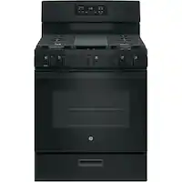 GE - 5.0 Cu. Ft. Freestanding Gas Range - Black - Front_Zoom