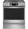 Front. GE Profile - 5.7 Cu. Ft. Slide-In Dual Fuel True Convection Range with No Preheat Air Fry and Wi-Fi - Stainless Steel.