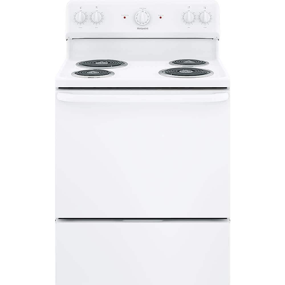 Hotpoint - 5.0 Cu. Ft. Freestanding Electric Range - White - Front_Zoom