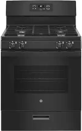 Front. GE - 4.8 Cu. Ft. Freestanding Gas Range - Black.
