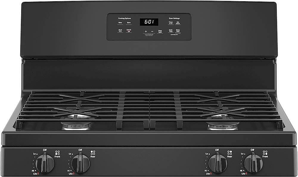 Alt View 1. GE - 4.8 Cu. Ft. Freestanding Gas Range - Black.