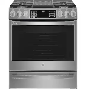 GE Profile - 5.6 Cu. Ft. Slide-In Gas True Convection Range with Built-In Wi-Fi and Hot Air Frying - Stainless Steel