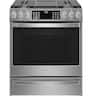 GE Profile - 30 in. Wide 5 Burners 5.6 Cu. Ft. Slide-In Gas True Convection Range with Built-In Wi-Fi and Hot Air Frying - Stainless Steel