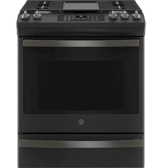 GE® 5.0 Cu. Ft. Self Cleaning Fingerprint Resistant Slate Gas Convection  Range with Air Fry