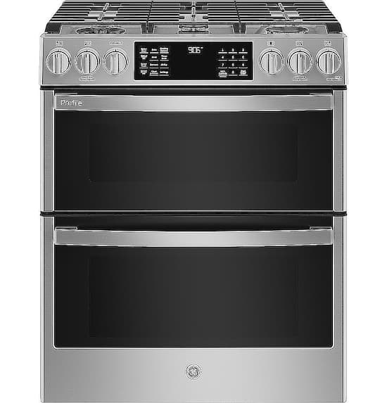 GE Profile 6.7 Cu. Ft. Slide In Double Oven Gas True Convection