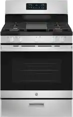 Front. GE - 5.0 Cu. Ft. Freestanding Gas Range - Stainless steel.