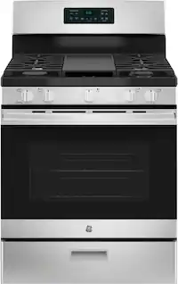 Front. GE - 5.0 Cu. Ft. Freestanding Gas Range - Stainless steel.