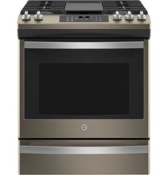 GE - 5.6 Cu. Ft. Slide-In Gas Convection Range with Self-Steam Cleaning, Built-In Wi-Fi, and No-Preheat Air Fry - Slate - Front_Zoom
