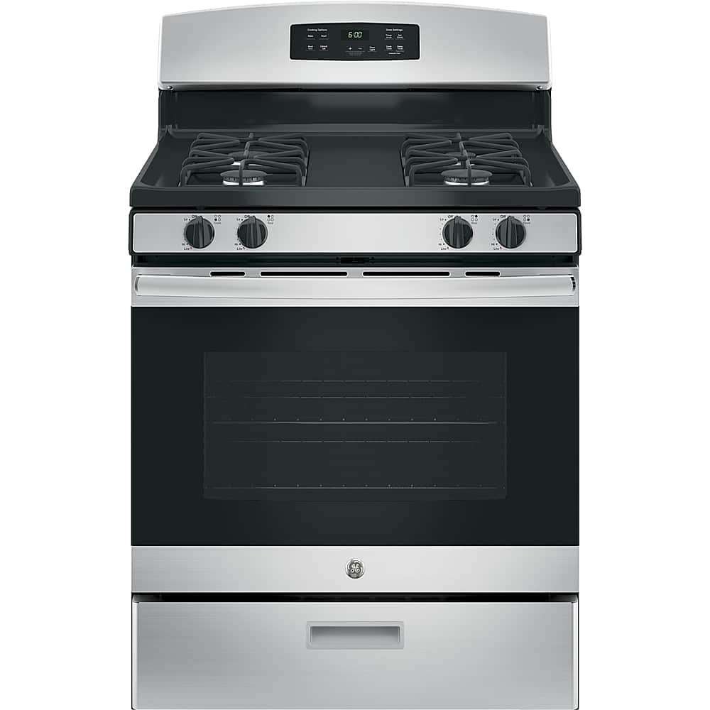 Front. GE - 4.8 Cu. Ft. Freestanding Gas Range - Stainless Steel.