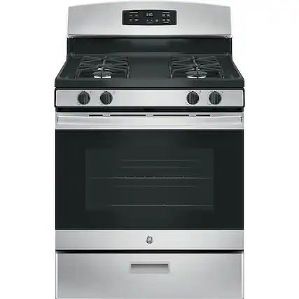 Front. GE - 4.8 Cu. Ft. Freestanding Gas Range - Stainless Steel.
