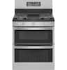 Front. GE Profile - 6.8 Cu. Ft. Frestanding Double Oven Gas True Convection Range with No-Preheat Air Fry - Stainless Steel.
