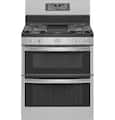 GE Profile - 30 in. Wide 5 Burners 6.8 Cu. Ft. Frestanding Double Oven Gas True Convection Range with No-Preheat Air Fry - Stainless Steel