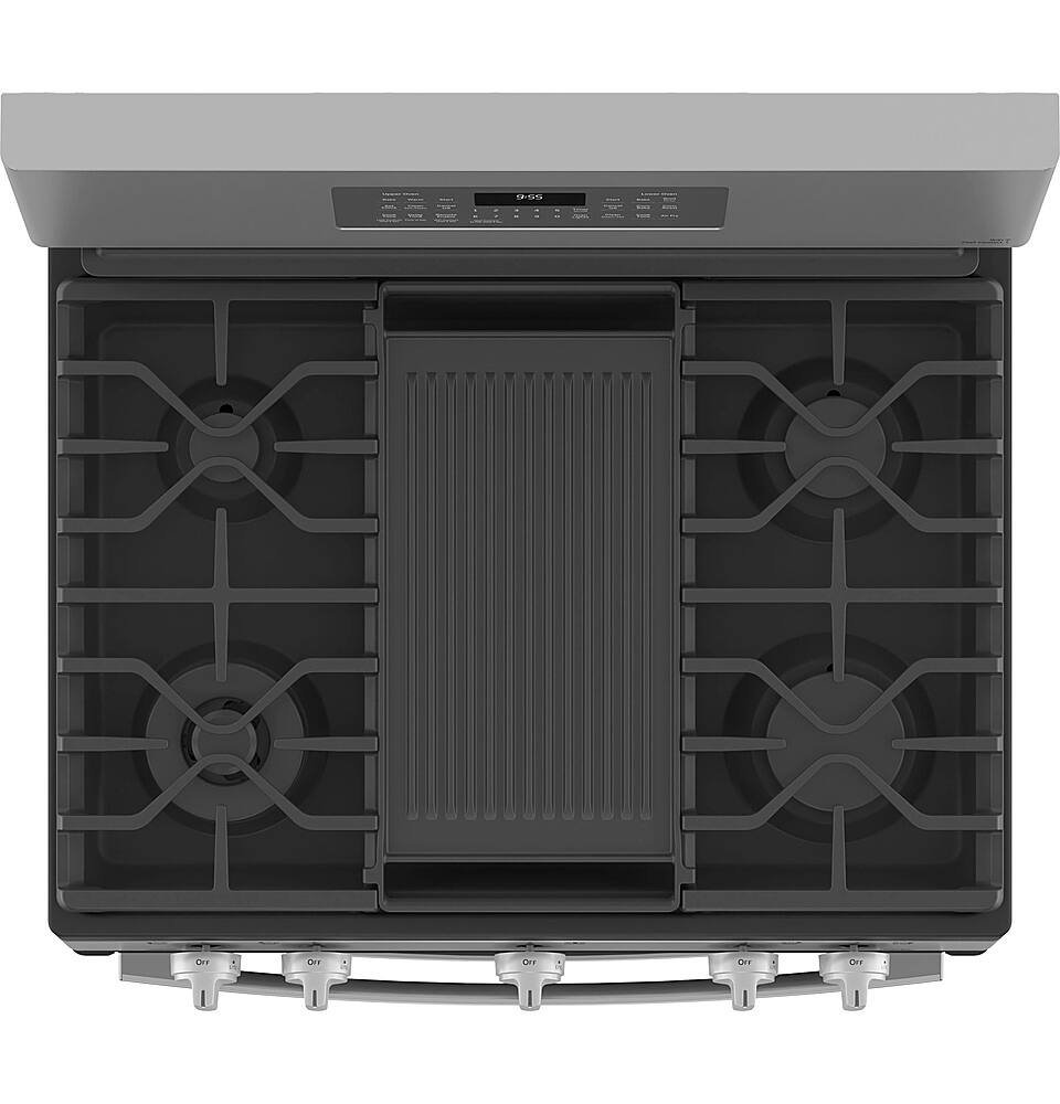 Alt View 14. GE Profile - 6.8 Cu. Ft. Frestanding Double Oven Gas True Convection Range with No-Preheat Air Fry - Stainless Steel.