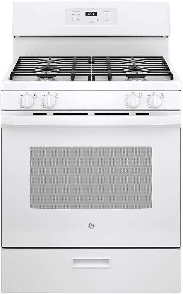 Front. GE - 4.8 Cu. Ft. Freestanding Gas Range - White.