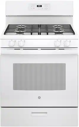 Front. GE - 4.8 Cu. Ft. Freestanding Gas Range - White.