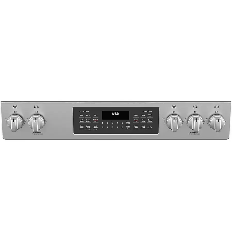 Alt View 12. GE - 6.7 Cu. Ft. Slide-In Double-Oven Gas Range with Steam-Cleaning and No-Preheat Air Fry - Stainless Steel.