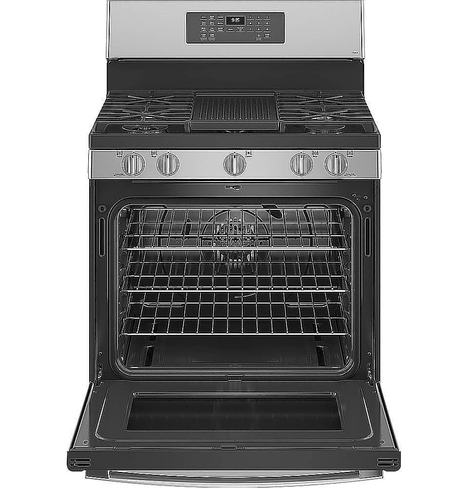Alt View 11. GE Profile - 5.6 Cu. Ft. Freestanding Smart Gas True Convection Range with Hot Air Fry - Stainless Steel.
