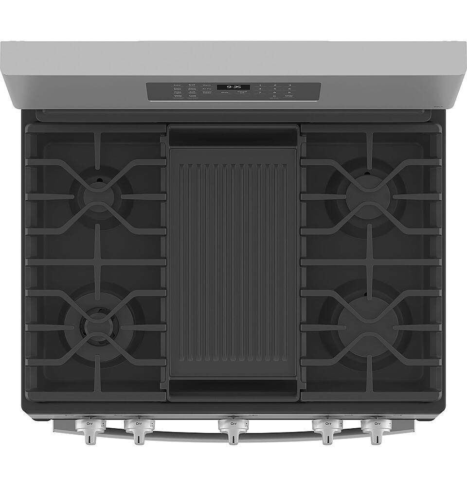 Alt View 2. GE Profile - 5.6 Cu. Ft. Freestanding Smart Gas True Convection Range with Hot Air Fry - Stainless Steel.