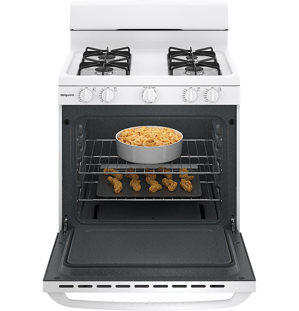 Hotpoint 24 in. 2.9 cu. ft. Oven Freestanding Gas Range with 4 Sealed  Burners - White