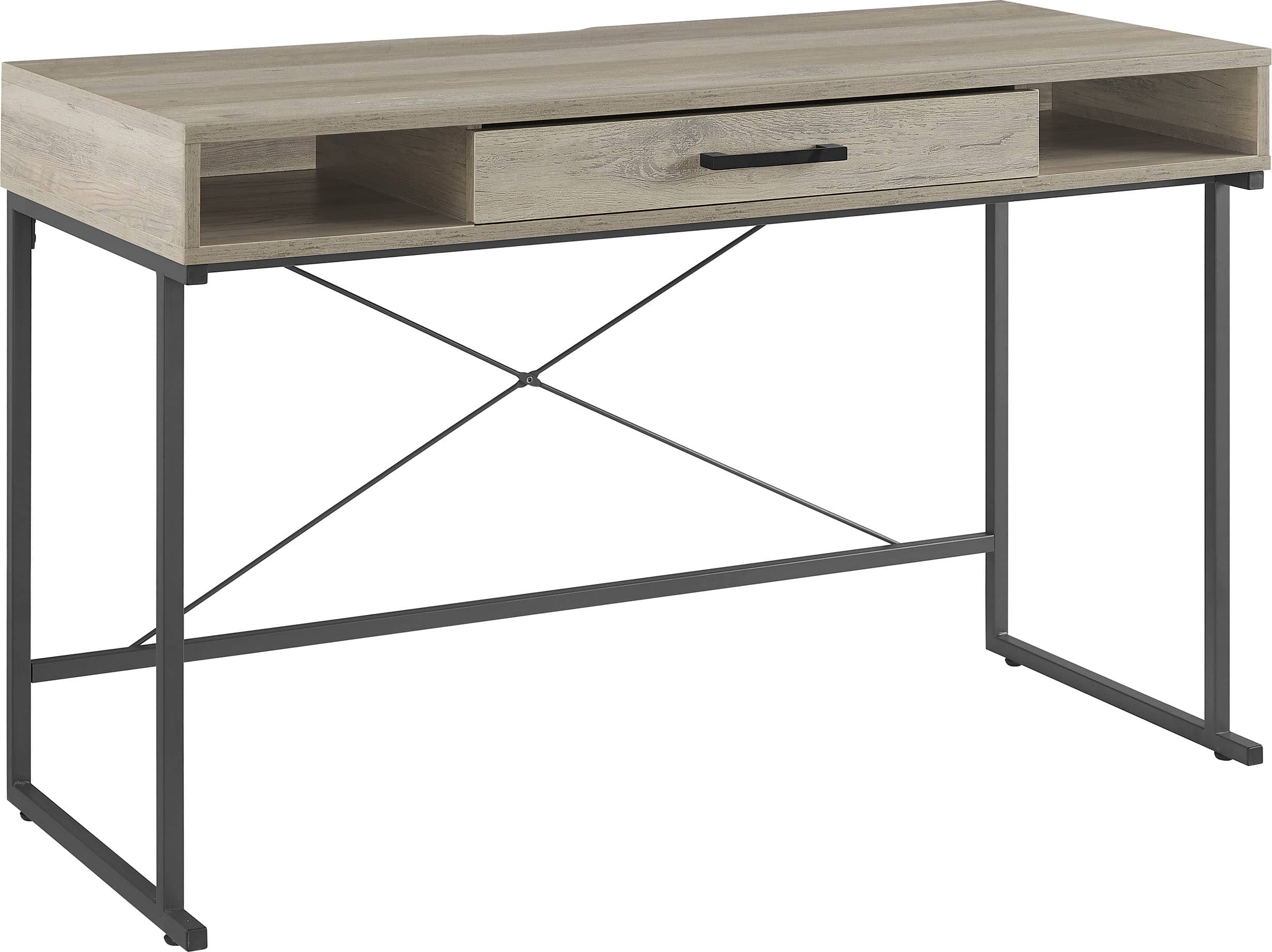 Angle. Insignia™ - Computer Desk with Drawer – 47" Wide - Dark Oak.