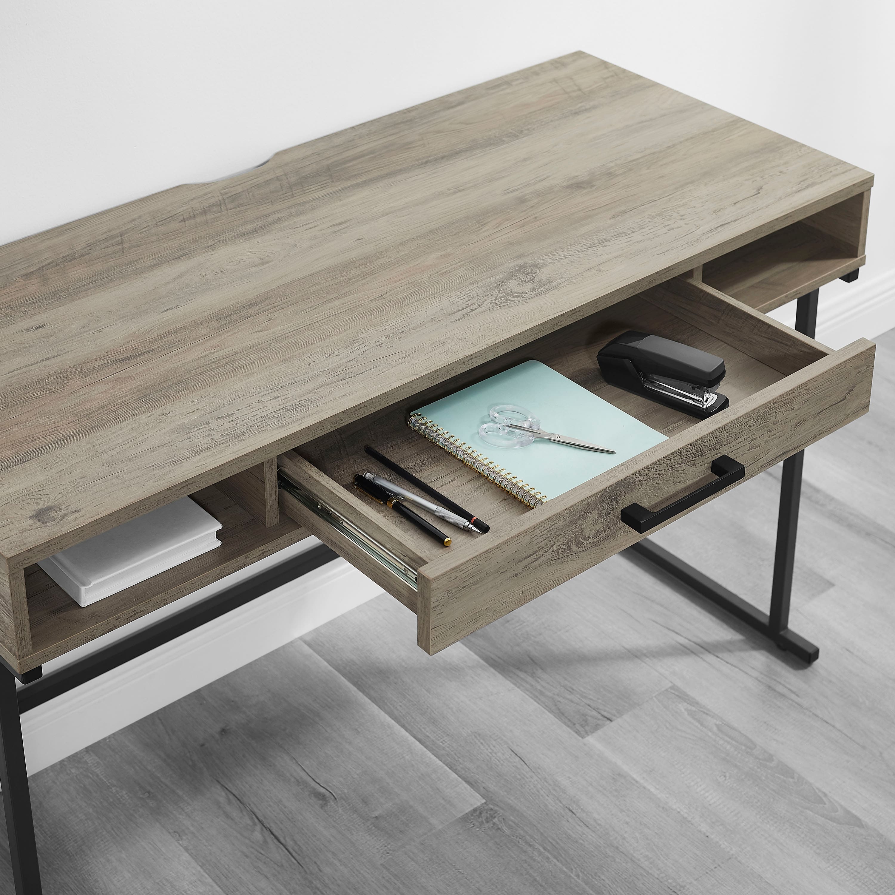 Alt View 12. Insignia™ - Computer Desk with Drawer – 47" Wide - Dark Oak.