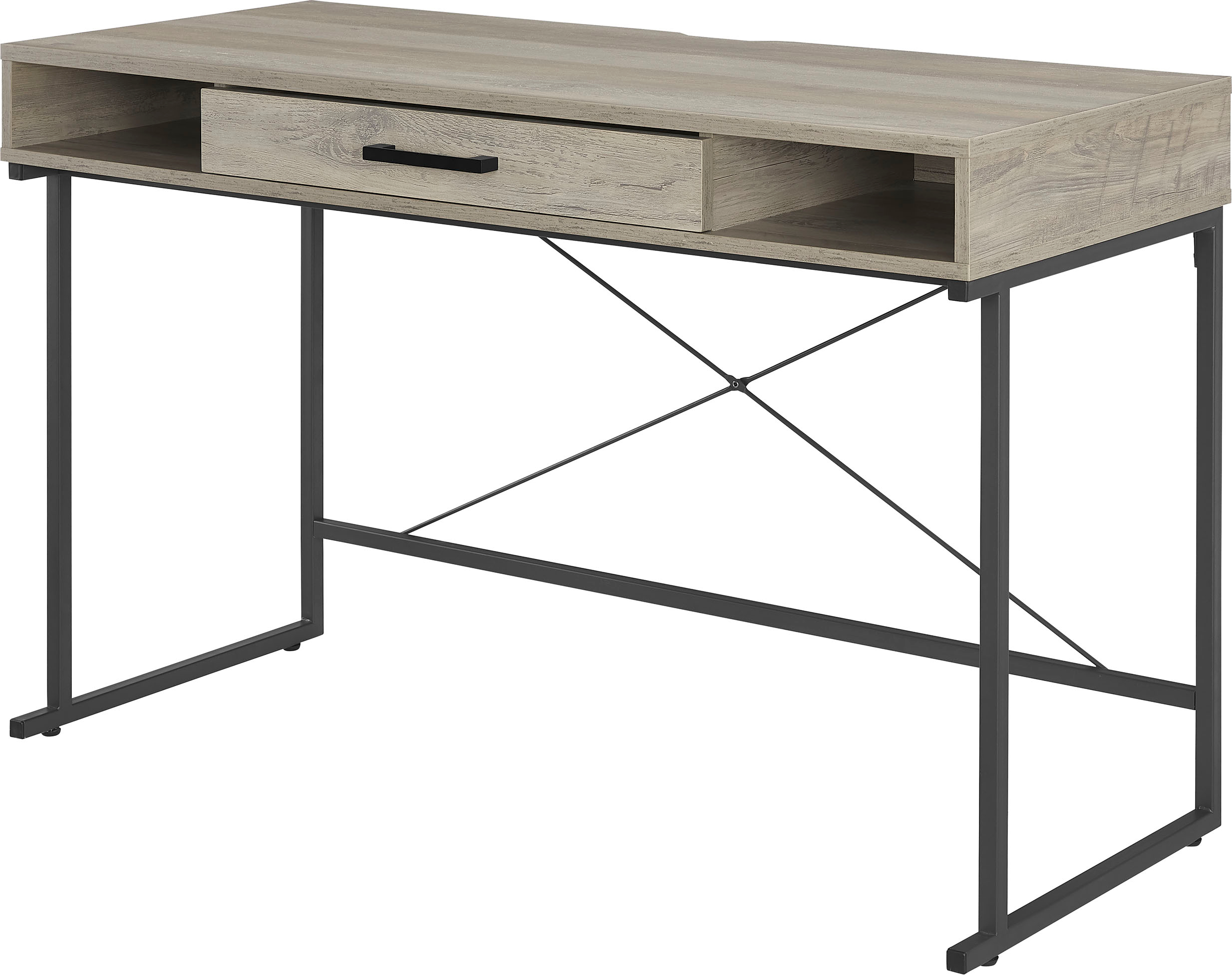 Left View: Insignia™ - Computer Desk with Drawer – 47" Wide - Dark Oak