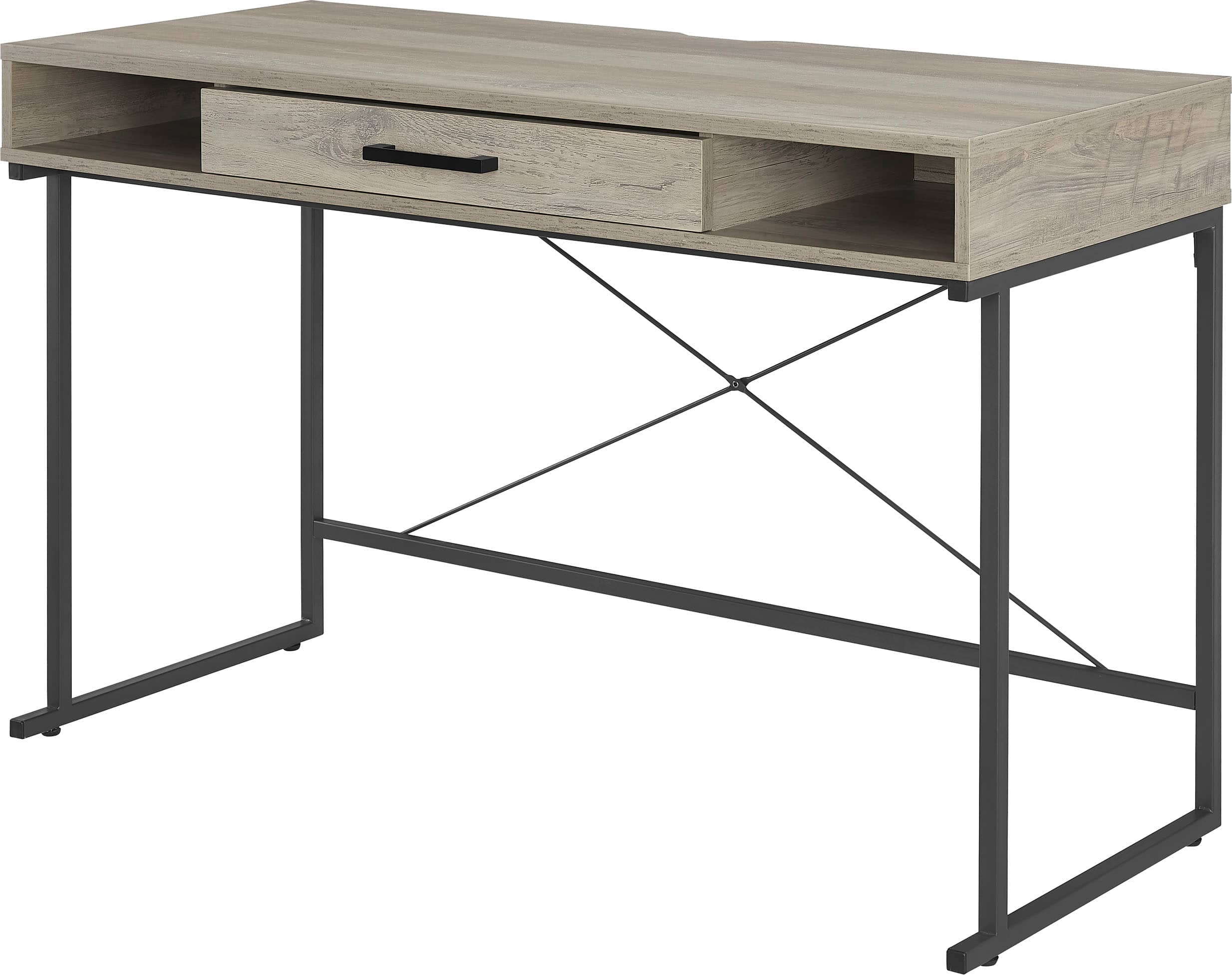 Left. Insignia™ - Computer Desk with Drawer – 47" Wide - Dark Oak.