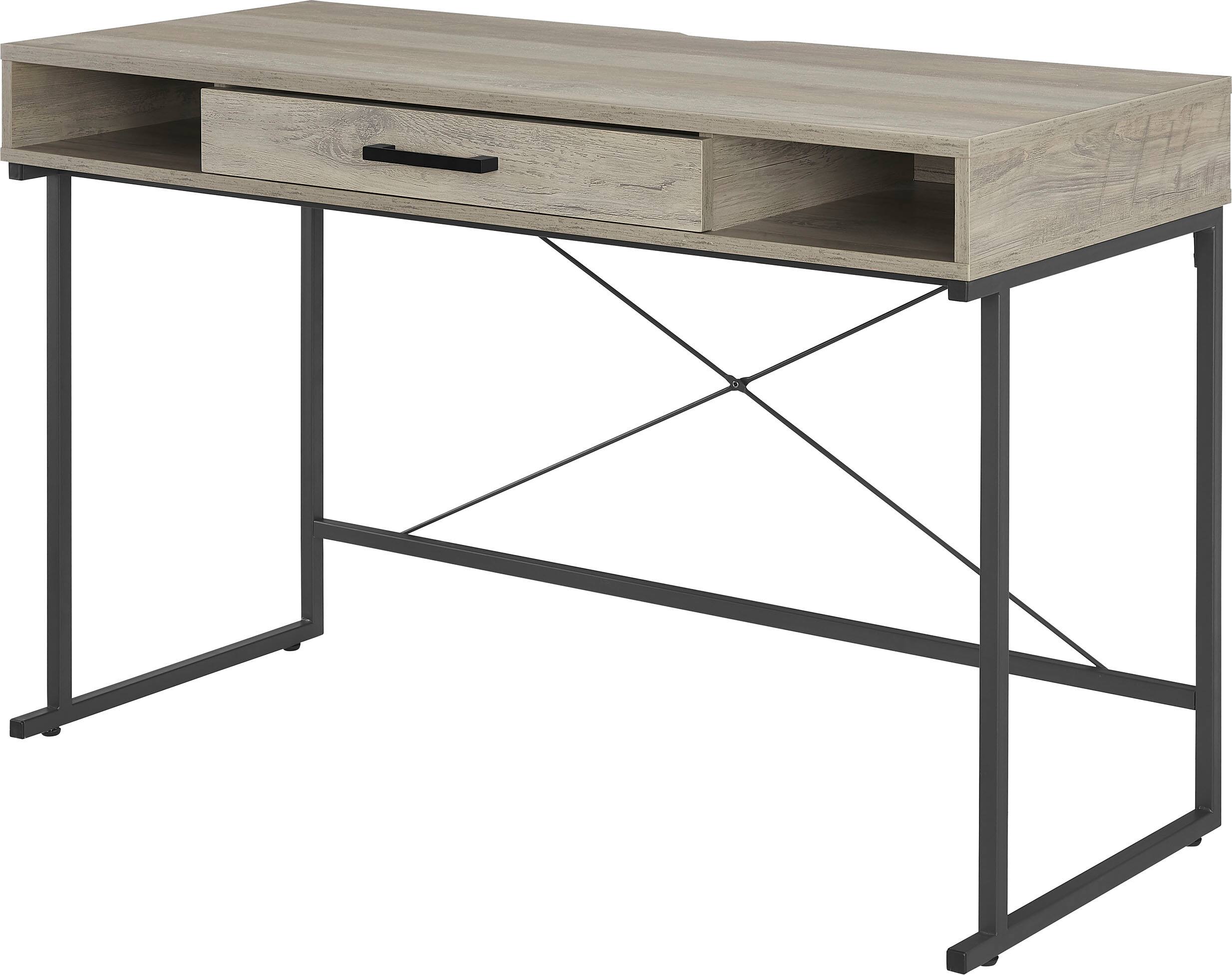 Left. Insignia™ - Computer Desk with Drawer – 47" Wide - Dark Oak.