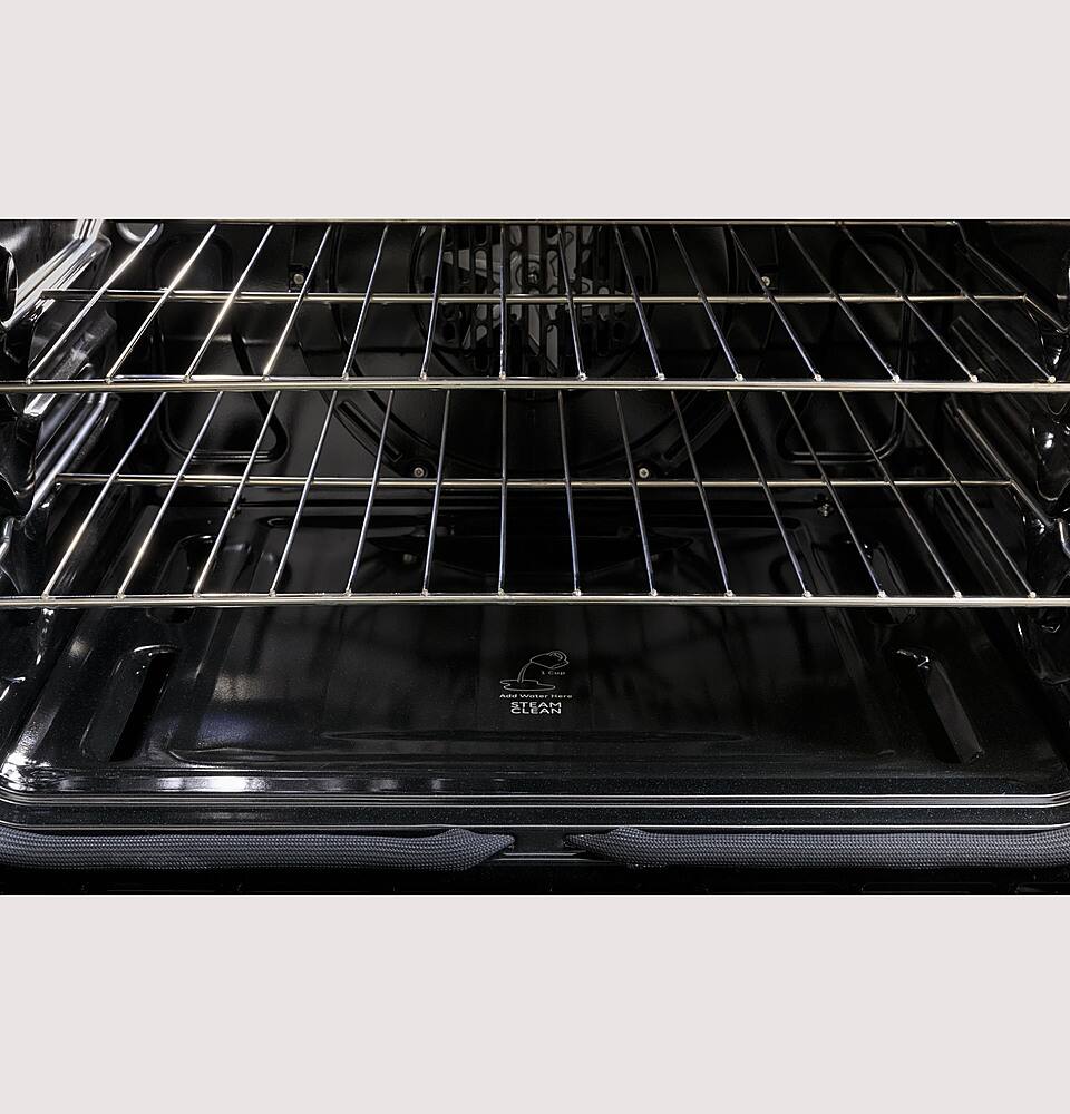Alt View 30. GE Profile - 6.8 Cu. Ft. Frestanding Double Oven Gas True Convection Range with No-Preheat Air Fry - Black Stainless Steel.