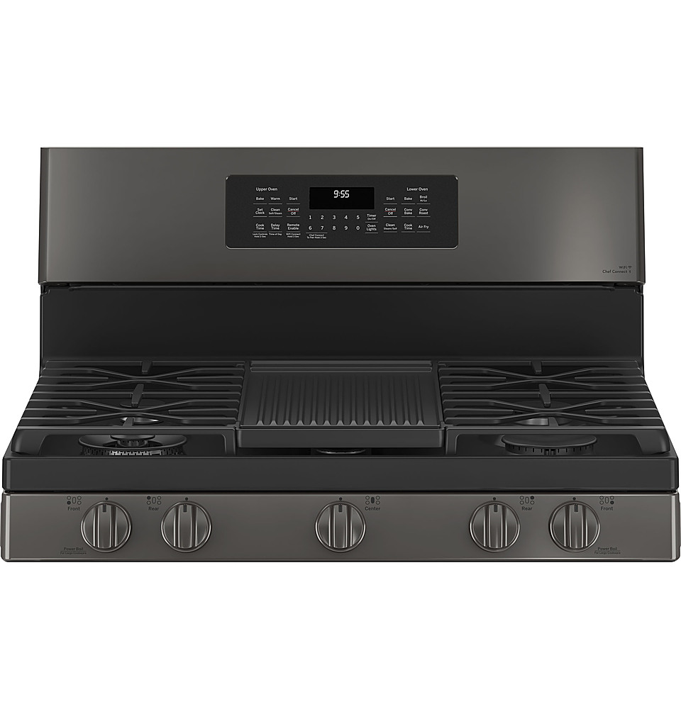 Ge double oven electric deals range black stainless