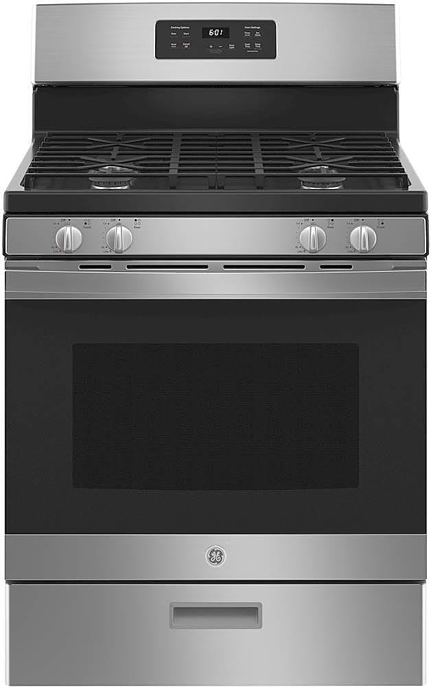 Front. GE - 4.8 Cu. Ft. Freestanding Gas Range - Stainless Steel.