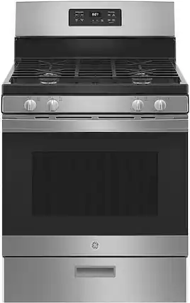 Front. GE - 4.8 Cu. Ft. Freestanding Gas Range - Stainless Steel.