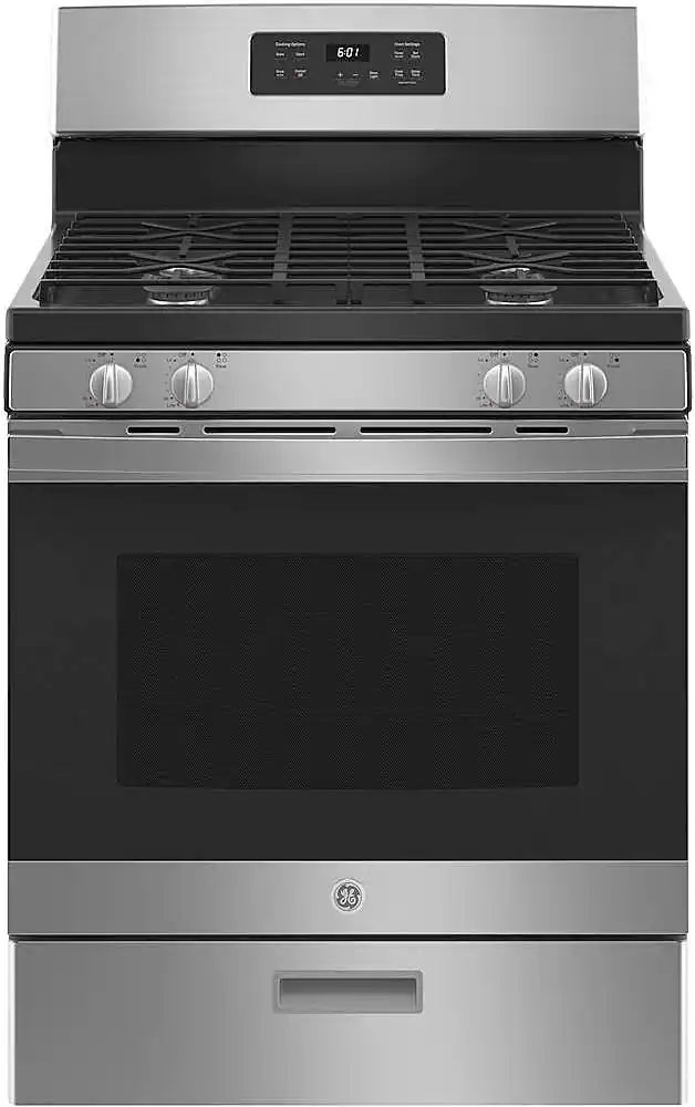GE - 4.8 Cu. Ft. Freestanding Gas Range - Stainless Steel