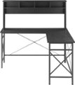 Front. Insignia™ - L-Shaped Computer Desk with Hutch - Black.