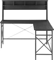 Insignia™ - L-Shaped Computer Desk with Hutch - Black - Front_Zoom