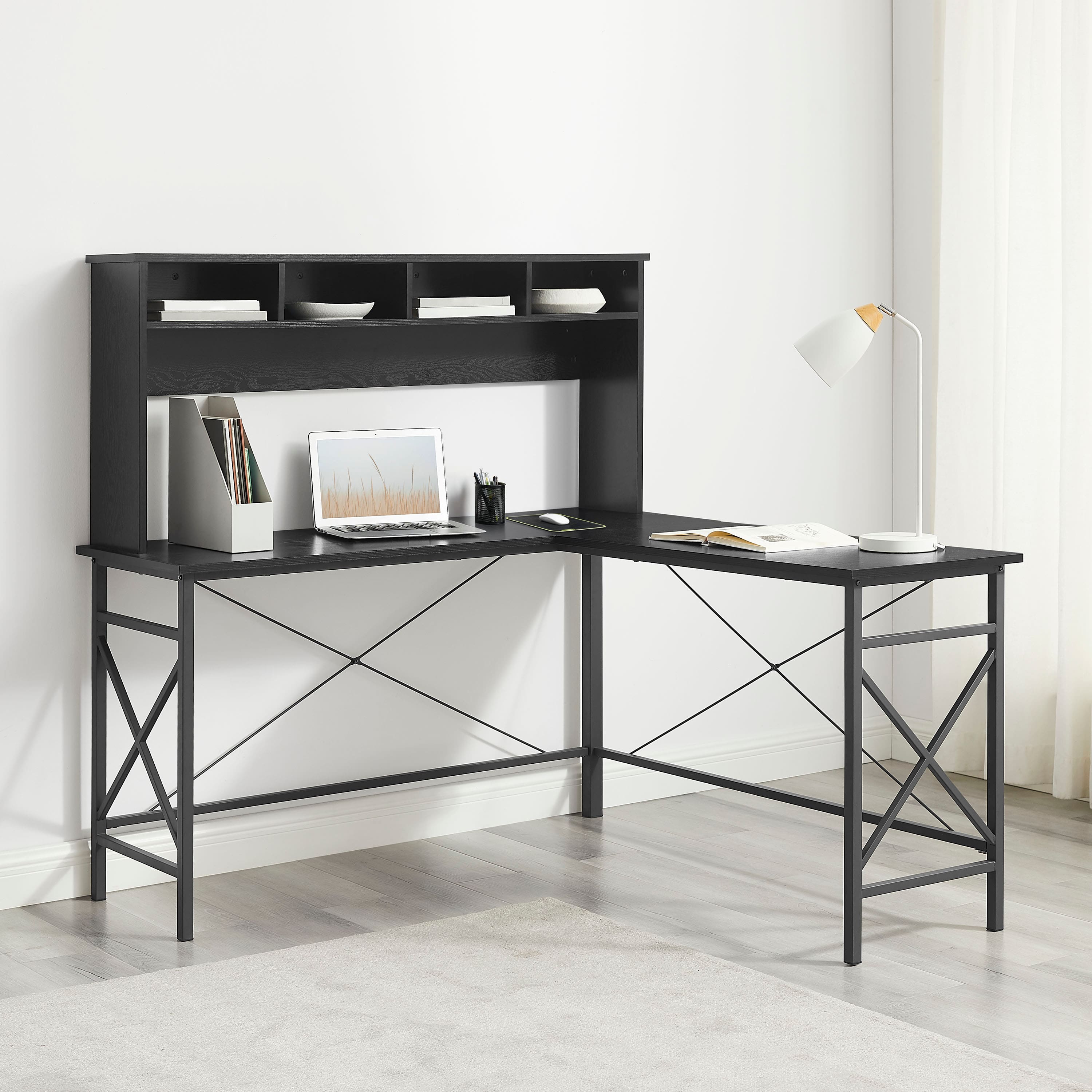 Alt View 13. Insignia™ - L-Shaped Computer Desk with Hutch - Black.