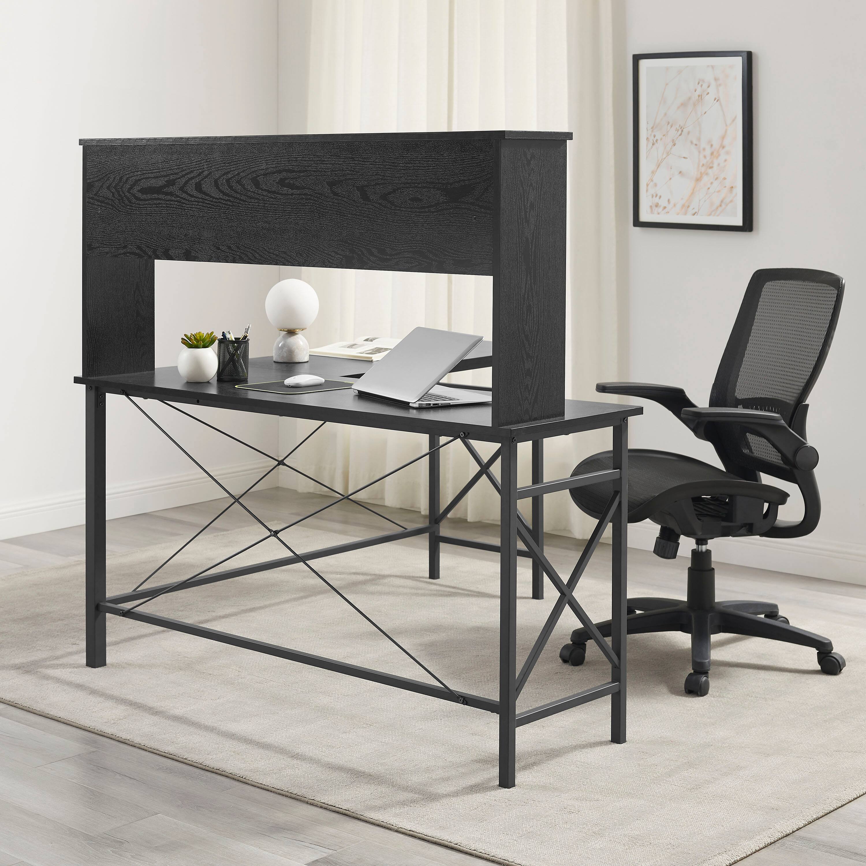 Alt View 14. Insignia™ - L-Shaped Computer Desk with Hutch - Black.