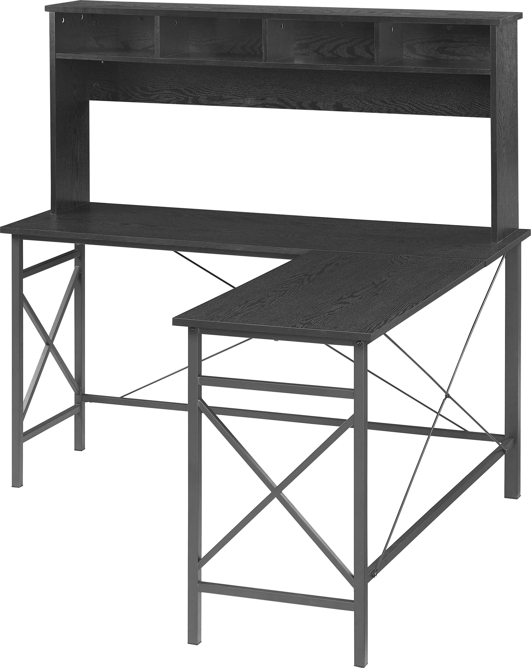 Left View: Insignia™ - L-Shaped Computer Desk with Hutch - Black