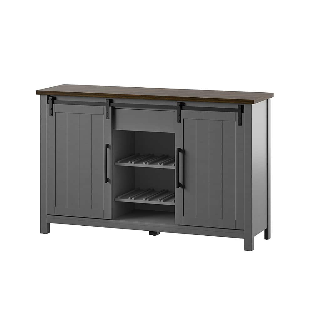 Left View: Twin Star Home - Sideboard with Optional Wine Storage - Antique Gray