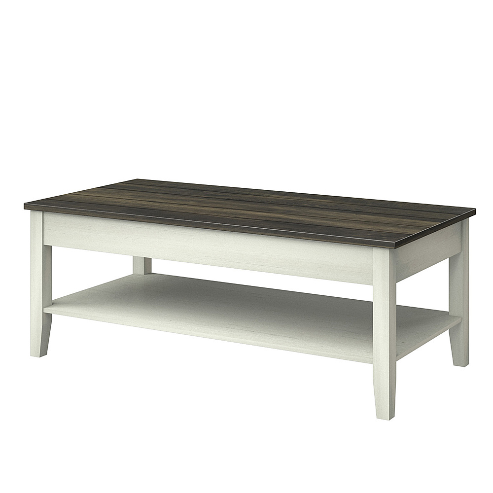 Left View: Twin Star Home - Two Tone Modern Farmhouse Coffee Table - Old Wood White